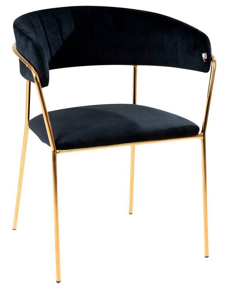 Home4You Polsterstuhl, Schwarz, Goldgelb, Samtbezug, Metallgestell (1 St) von Home4You