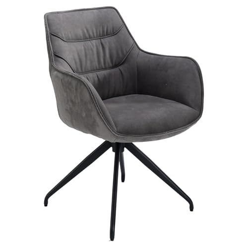 Home4You Polsterstuhl - Grau - Schwarz - Cord - Mikrofaser - 360 Grad drehbar Home4You Polsterstuhl - Grau - Schwarz - Cord - Mikrofaser - 360 Grad drehbar von Home4You