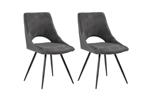 Home4You Polsterstuhl - Grau - Schwarz - Kunstleder - Mikrofaserbezug - Metallgestell - 2er Set Home4You Polsterstuhl - Grau - Schwarz - Kunstleder - Mikrofaserbezug - Metallgestell - 2er Set von Home4You