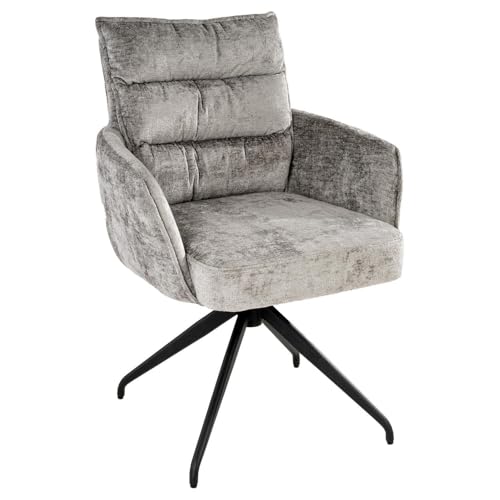 Home4You Polsterstuhl - Grau - Schwarz - Webstoff - Metallgestell - 360 Grad drehbar von Home4You