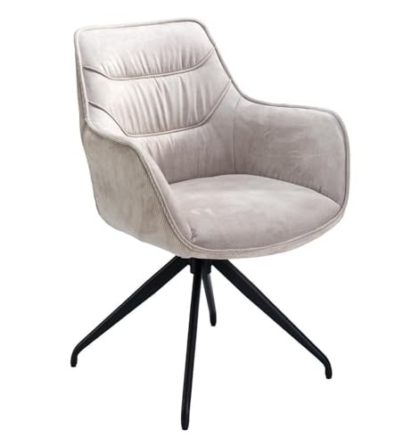 Home4You Polsterstuhl - Taupe - Schwarz - Cord - Mikrofaser - 360 Grad drehbar von Home4You