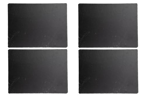 Home4You Schieferplatten 4er Set Tisch-Sets Untersetzer Platzsets - Schiefer - Anthrazit - 40x30 cm von Home4You