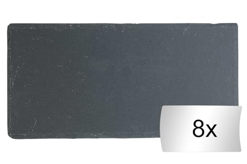 Home4You Schieferplatten 8er Set Tisch-Sets Untersetzer Platzsets - Schiefer - Anthrazit - 34x17 cm von Home4You