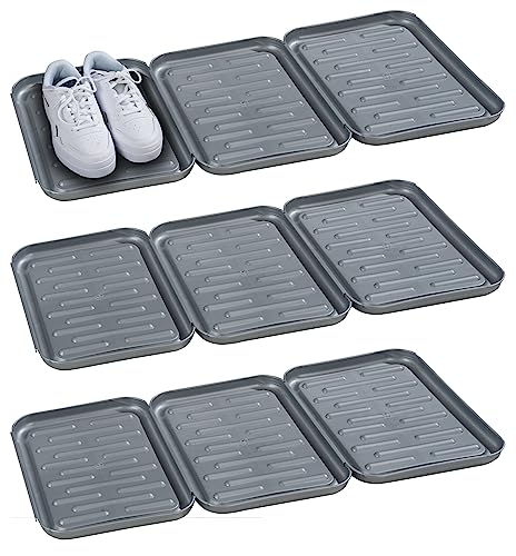 Home4You Schuhabtropfschale 9er Set - je 27 x 35 cm - Kunststoff - Grau - Schuhwanne mit erhöhtem Rand - Schuhablage Schuhtablett Abtropfschale von Home4You