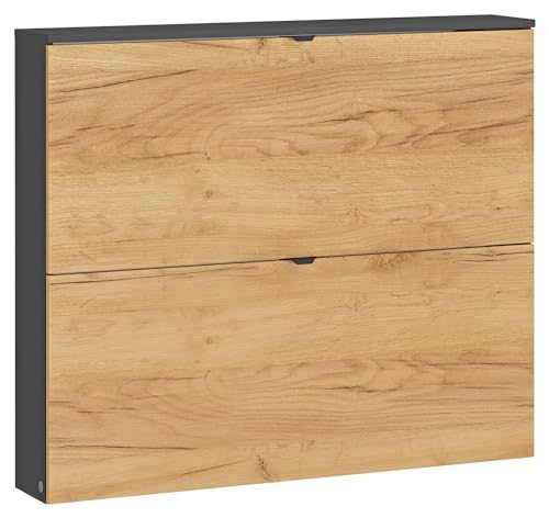 Home4You Schuhkipper - Graphit Dekor - Navarra Eiche Dekor - B 100 cm - 2 Klappen von Home4You