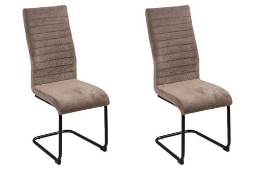 Home4You Schwingstühle 2er Set Freischwinger Esszimmerstühle - Cord - Braun von Home4You