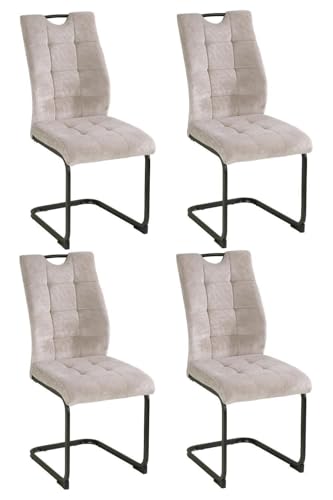 Home4You Schwingstühle - Beige - Schwarz - Mikrofaser - Webstoff - Metallgestell - 4er Set von Home4You