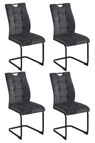 Home4You Schwingstühle - Grau - Schwarz - Mikrofaser - Webstoff - Metallgestell - 4er Set von Home4You