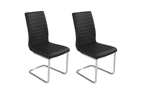 Home4You Schwingstuhl Freischwinger Esszimmerstuhl | 2er Set | Kunstleder | Schwarz Home4You Schwingstuhl Freischwinger Esszimmerstuhl | 2er Set | Kunstleder | Schwarz von Home4You