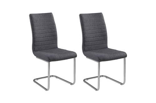 Home4You Schwingstuhl Freischwinger Esszimmerstuhl | 2er Set | Webstoff | Dunkelgrau Home4You Schwingstuhl Freischwinger Esszimmerstuhl | 2er Set | Webstoff | Dunkelgrau von Home4You