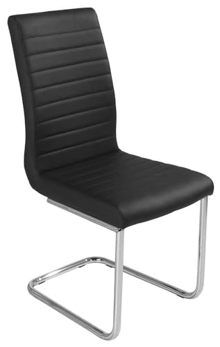 Home4You Schwingstuhl Freischwinger Esszimmerstuhl | Kunstleder | Schwarz von Home4You