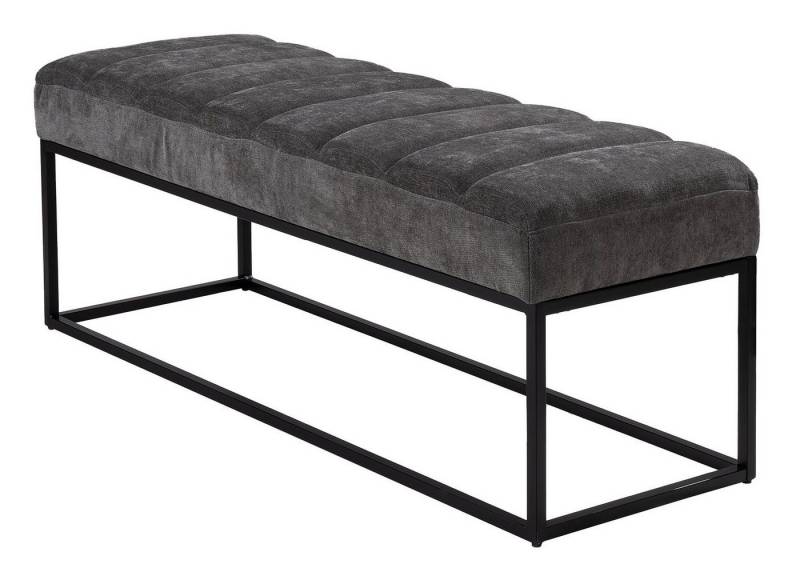 Home4You Sitzbank, Grau, Schwarz, Webstoffbezug, Metallgestell, B 120 x H 48 x T 44 cm, Gesteppt von Home4You