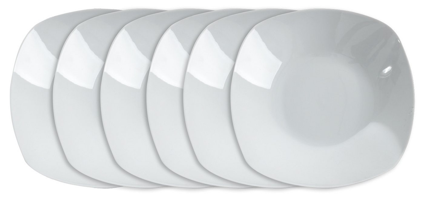 Home4You Suppenteller, Weiß, Porzellan, 22 x 22 cm, Eckig, (6 St), Spülmaschinengeeignet, Mikrowellengeeignet von Home4You