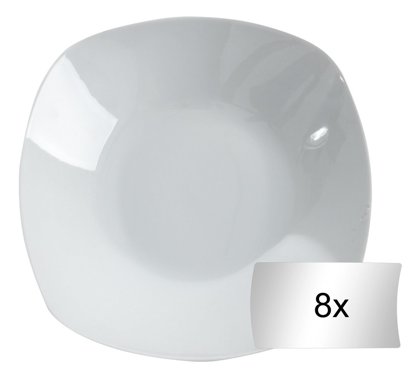 Home4You Suppenteller, Weiß, Porzellan, 22 x 22 cm, Eckig, (8 St), Spülmaschinengeeignet, Mikrowellengeeignet von Home4You