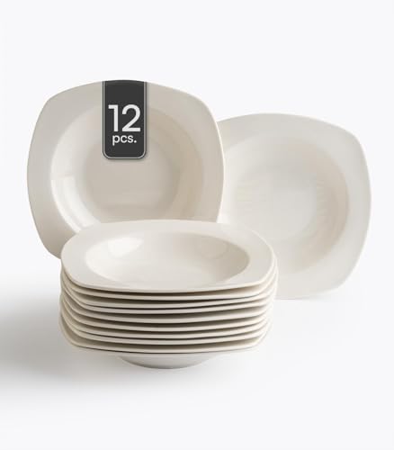 Home4You Suppenteller - 24 x 24 cm - Weiß - Bone China - eckig - 12er Set von Home4You