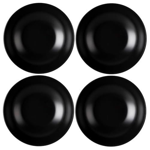 Home4You Suppenteller 4er Set Tiefteller Salatteller - Steingut - Schwarz Matt - Ø 20,5 cm von Home4You
