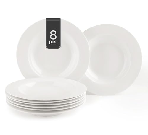 Home4You Suppenteller Tiefteller Salatteller 8er Set - Knochenporzellan - Weiß - spülmaschinenfest von Home4You