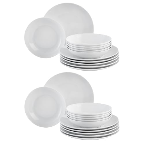 Home4You Tafelservice Geschirrset Tafel-Service - 24-TLG. (12 Personen) - Weiß - Porzellan von Home4You