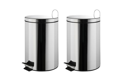 Treteimer Abfalleimer Kosmetikeimer - 2er Set - Edelstahl glänzend - 3 Liter Fassungsvermögen Treteimer Abfalleimer Kosmetikeimer - 2er Set - Edelstahl glänzend - 3 Liter Fassungsvermögen von Home4You