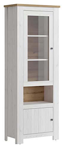 Home4You Vitrine - Sibiu Lärche Dekor - Coast Evoke Eiche Dekor - B 75 cm - 2 Türen - 1 offene Ablagefläche von Home4You