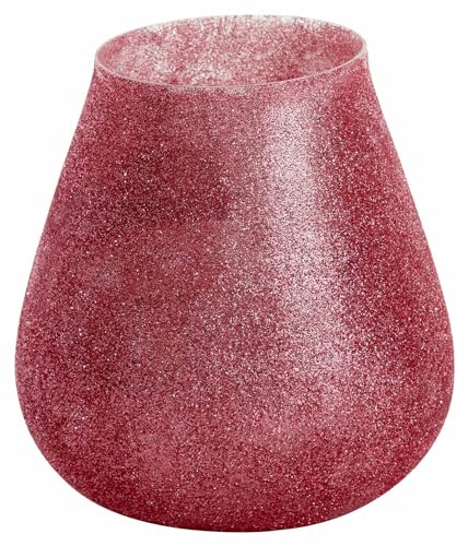 Home4You Windlicht - Pink - Glas - 12 x 12 cm - mit Glitzer von Home4You