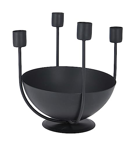 Kerzenständer - Schwarz - Metall - H 21 cm - mit Dekoschale von Home4You