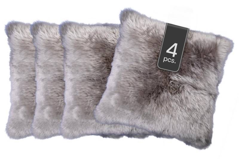 Home4You Kissenhülle, 50 x 50 cm, Grau, echtes Schaffell, Polyester, (4 Stück), mit Reißverschluss von Home4You
