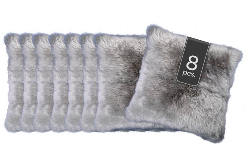 Home4You Kissenhülle, 50 x 50 cm, Grau, echtes Schaffell, Polyester, (8 Stück), mit Reißverschluss von Home4You