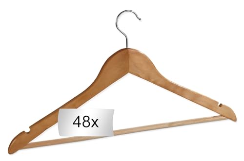 Kleiderbügel 48er Set - Braun - Holz - mit Rockkerbe & Hosensteg - Hosenbügel Wäschebügel Kleiderbügel 48er Set - Braun - Holz - mit Rockkerbe & Hosensteg - Hosenbügel Wäschebügel von Home4You