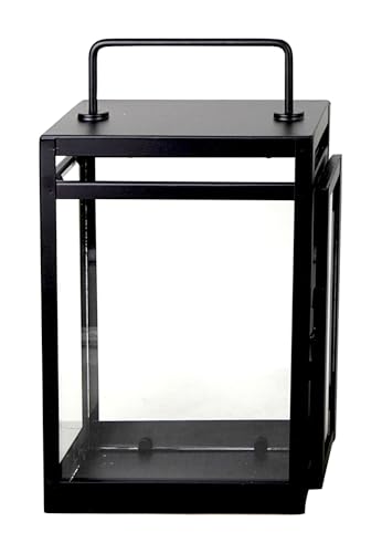 Laterne - 17 x 31 cm - Schwarz matt - Eisen - Glas - mit Tragegriff von Home4You