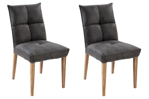 Polsterstühle - Anthrazit - Braun - Stoffbezug - Holzbeine - 2er Set von Home4You