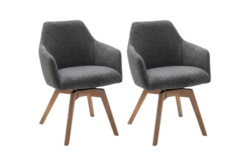 Polsterstuhl - Anthrazit - Webstoffbezug - Holzgestell - drehbar - 2er Set von Home4You