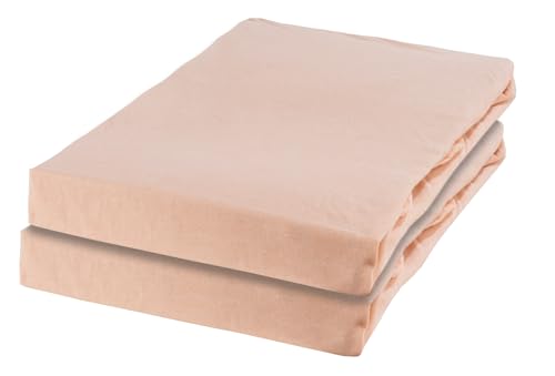 Spannbettlaken - 2er Set - Apricot - Baumwolle - 100 x 200 cm von Home4You