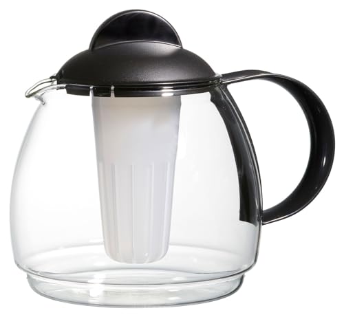 Teekanne - Transparent - Schwarz - Glas - 1,8 Liter - mit Siebeinsatz von Home4You