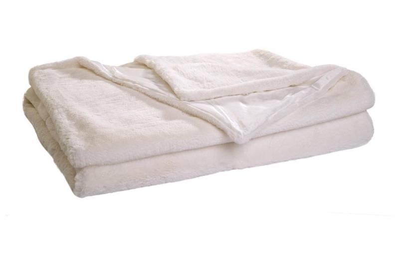 Wohndecke, 150 x 200 cm, Elfenbeinfarben, Polyester, Home4You, Waschbar bis 30 °C von Home4You