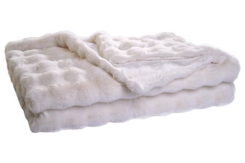 Wohndecke, 150 x 200 cm, Elfenbeinfarben, Polyester, Home4You, Waschbar bis 30 °C von Home4You
