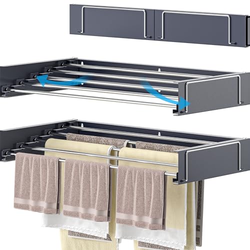 homeart Wäscheständer zur Wandmontage, einziehbar, platzsparend, langlebig, 30 kg Kapazität, einfach zu installieren, zusammenklappbarer Wäscheständer für den Innen- und Außenbereich, Anthrazit, 75 cm homeart Wäscheständer zur Wandmontage, einziehbar, platzsparend, langlebig, 30 kg Kapazität, einfach zu installieren, zusammenklappbarer Wäscheständer für den Innen- und Außenbereich, Anthrazit, 75 cm von HomeArt