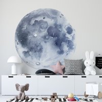 Blau Grauer Mond, Vollmond Wandtattoo, Wandsticker Kinderzimmer, Kinderzimmer Dekor - Skumogb von HomeArtStickers