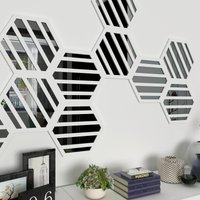 Sechseckige Pvc - Und Spiegelwandpaneele, 3D-Wanddekor, Dekorativer Wandspiegel, Dekorative Wandkunst Mit Wabenstruktur, 9 Sechsecke Pro Packung von HomeArtStickers