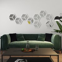 Sechseckige Pvc - Und Spiegelwandplatten, 3D-Wanddekor, Polygon-Wandkunst, Dekorative Wabenwandkunst, 9 Sechsecke Pro Packung, Sku Hxpmix von HomeArtStickers