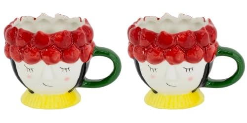 HomeBound by KY Deko Topf Becher Tasse 2er Set Frauengesicht Keramik Bunt 9 cm HomeBound by KY Deko Topf Becher Tasse 2er Set Frauengesicht Keramik Bunt 9 cm von HomeBound by KY