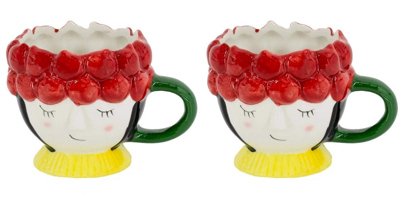HomeBound by KY Übertopf Übertopf Deko Tasse 2er Set Frauengesicht Bunt Modern 13,5 cm (2 St), Extra Klein HomeBound by KY Übertopf Übertopf Deko Tasse 2er Set Frauengesicht Bunt Modern 13,5 cm (2 St), Extra Klein von HomeBound by KY
