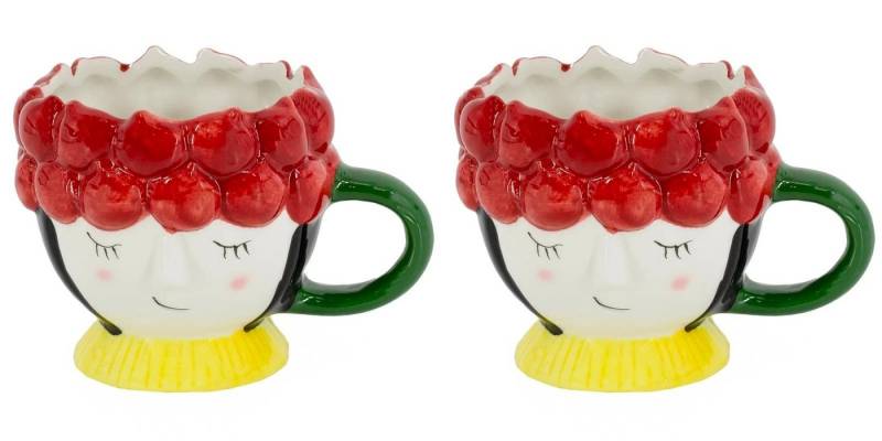 HomeBound by KY Übertopf Übertopf Deko Tasse 2er Set Frauengesicht Bunt Modern 13,5 cm (2 St), Extra Klein von HomeBound by KY