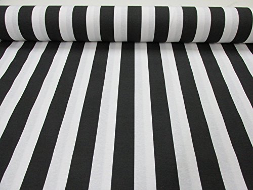 Weiß gestreifter Stoff – Gestreiftes Vorhang- und Polstermaterial, 140 cm breit (Meterware), 4 Farben: rot, schwarz, gelb, blau schwarz / weiß von HomeBuy