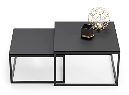 HomeCo. Couchtisch 2er Set schwarz 42cm und 36cm hoch, Beistelltisch Loft Design, 2 in 1 Verschachtelung, Kratzfeste Oberfläche, Wohnzimmer von HomeCo.
