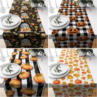 Halloween Tischläufer, Geschnitzter Kürbis Läufer, Geist Tischdecke, Tischplatte, Vollmond Gothic Geschenk, Decor von HomeCraftsTR