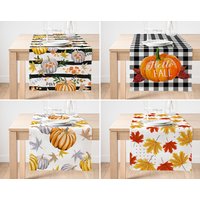 Herbst Tischläufer, Trend Tischdecke, Bauernhaus Stil Küchenläufer, Orange Kürbis Thanksgiving Geschenk, Tisch Dekor von HomeCraftsTR