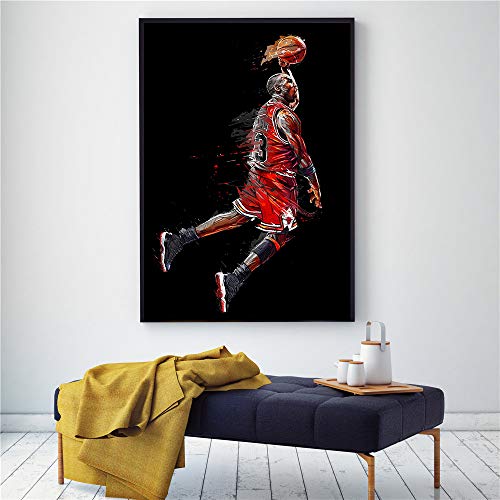 Abstraktes Leinwandbild Michael Jordan Fly Dunk Basketball Wandbilder für Wohnzimmer Dekoration Schlafzimmer Poster (100 x 160 cm ungerahmt) von HomeDC