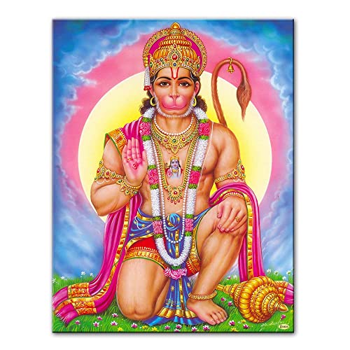 Hanuman Wandgemälde Druck Auf Leinwand Kunst Wandbilder Rama, Lord Hanuman Wandkunstdrucke Indischer Gott Kunst Poster Wohnkultur (30x45 cm(ohne Rahmen)) von HomeDC
