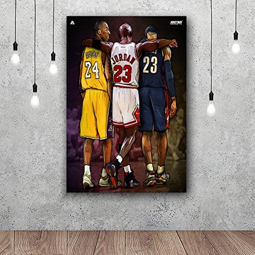 Kreative Kobe Bryant Michael Jordan Lebron James Basketball Erbe Leinwand Kunst Poster Drucke Home Wanddekor Malerei (Art-1,50x70 cm(Holzrahmen)) von HomeDC